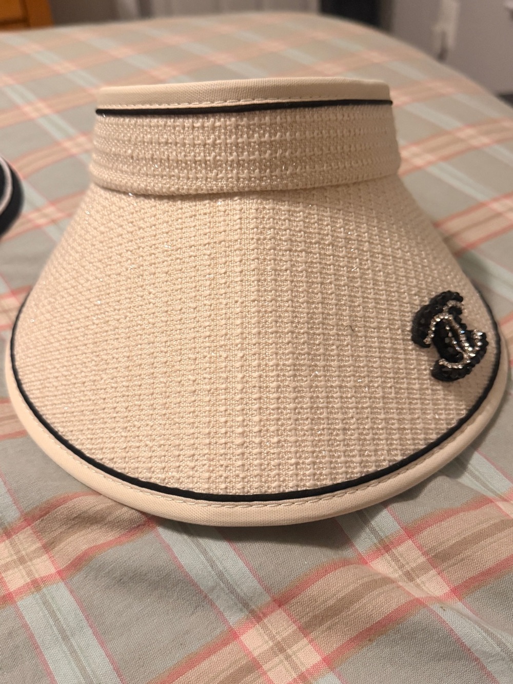 Black Knit Visor with Crystal Logo Accent